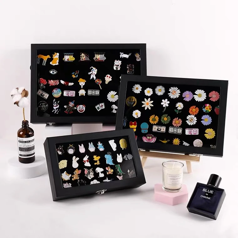 Badge Storage Box Transparent Dust-proof Medal Jewelry Box Large Capacity Brooch Wall Display Frame Pin Gift Box Collection pilot golden badge wing pin flying medal for flight crew gift as collection souvenir