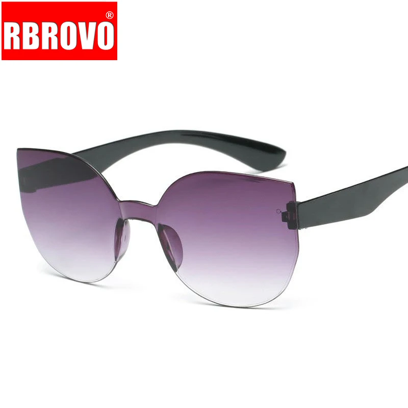 

RBROVO 2021 Semi-Rimless Cat Eye Sunglasses Women Candy Colors Gradient Lens Travel Sun Glasses UV400 Oculos De Sol