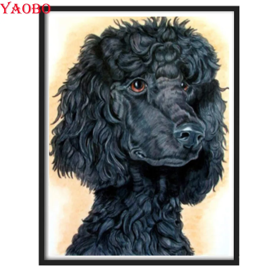 

Long-Haired Black Dog Picture Painting With Diamonds 5D DIY Diamond Painting Full Square Cross Stitch Embroidery Mosaic Decor