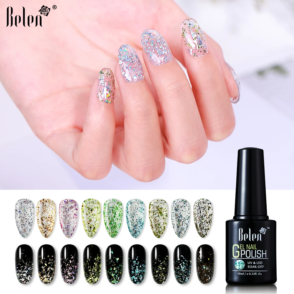 Belen Baby's Breath Petal Flower Gillter Gel Polish Soak Off UV LED Nail Varnish Primer Needed Permanent Enamel Salon 10ML | Красота и