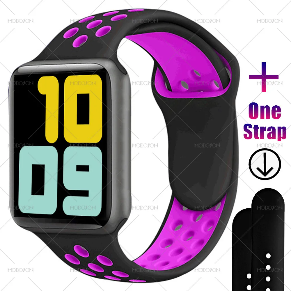 black black purple MODOSON умные часы iwo 11 мини серия 5 монитор сердечного ритма кровяное Кислородное давление Smartwatch PK iwo 12 для Apple iphone Android - Цвет: black black purple