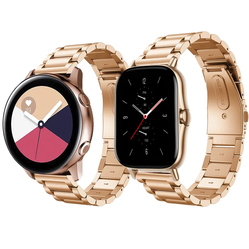 

For Galaxy Watch gear s3 active 2 stainless steel watch band for xiaomi amazfit gts 2 strap pink gold for huawei WATCH STRAP