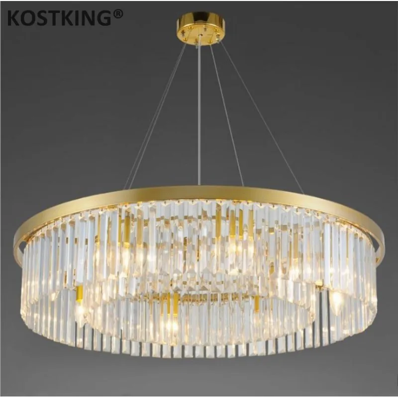 Золотая хрустальная люстра для гостиной круглая Европейская креативная