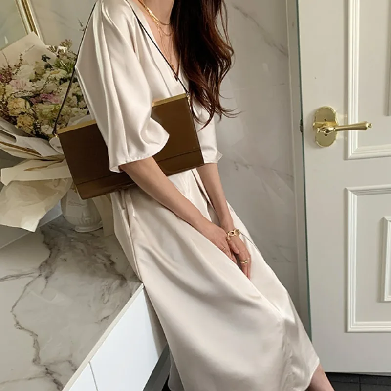 Женское однотонное платье Вечерние завышенной талией элегантное праздничное