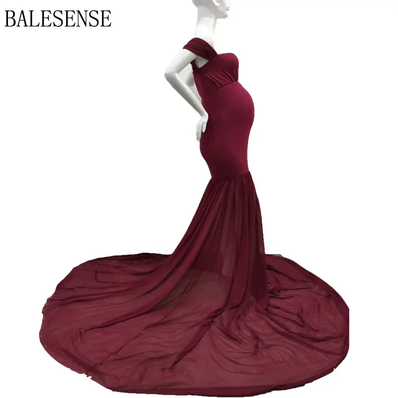 

Sexy Off Shoulder Maternity Maxi Gown Dresses for PhotoShoot Cotton Chiffon Pregnant Women Long Dresses Baby Shower Photography