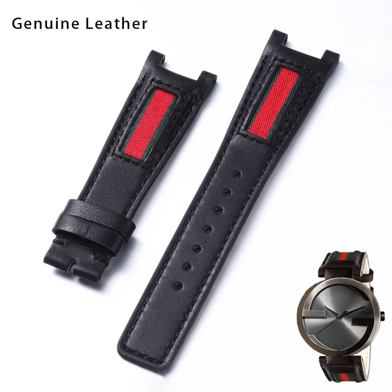 

Genuine leather watch strap for Gucci—YA13309 watch bracelet 1332 1333 1335 Gu-Ci notch strap accessories