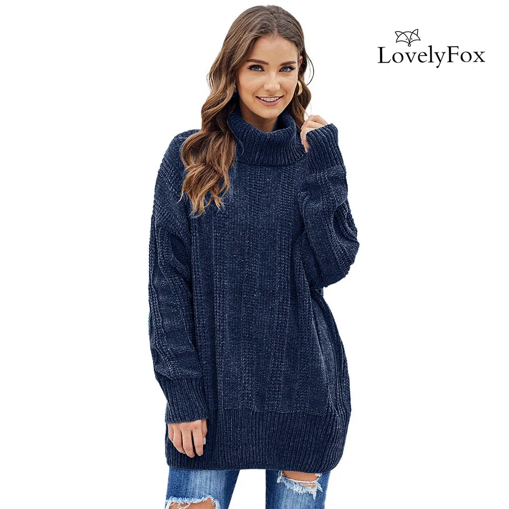 COLOR 2 LOVELYFOX/4 цвета, однотонный мягкий бархатный вязаный джемпер с пышными рукавами, пуловеры, водолазка, Повседневная Уличная одежда, мягкий свитер из синели - Цвет: COLOR 2