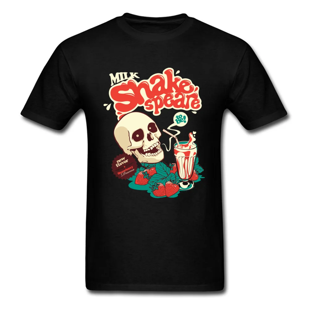 Milk Shakespeare Tshirt Funny T-shirt Men Black T Shirt Skull Print Cotton Tops Cartoon Tees Strawberry Lover Clothes Oversized |