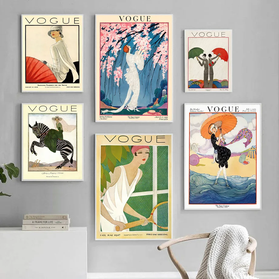 

Vogue журнал для женщин Современный возраст настенная Картина на холсте скандинавские постеры и принты настенные картины для гостиной винтаж...
