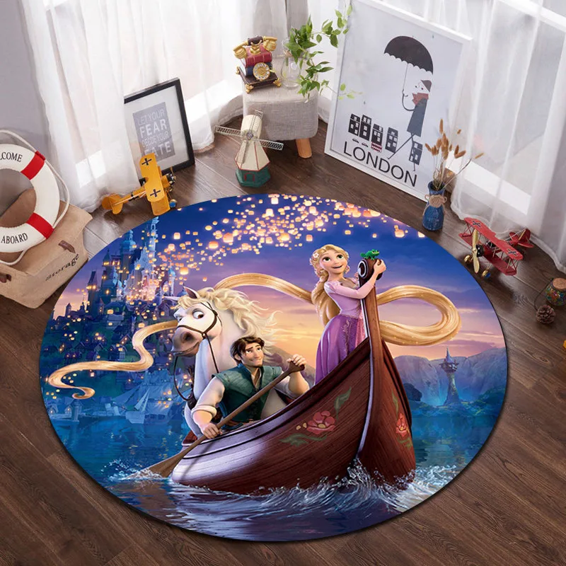 

Disney Tangled Princess Mat Round Carpet Bedside Floor Living Room Carpet Non-slip Kitchen Carpet Indoor Bathroom Mat Home Decor