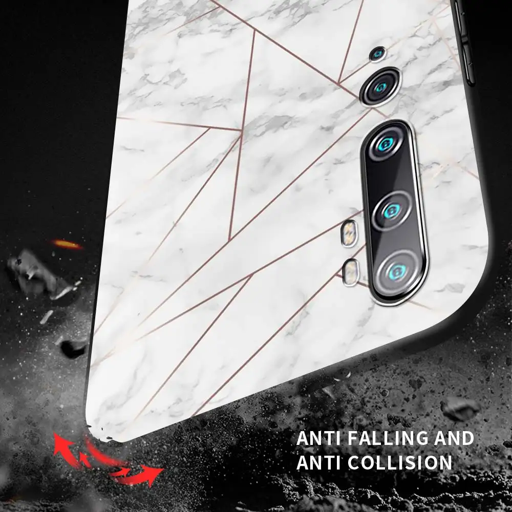 

Marble Geometric Figure Case For Xiaomi Mi 11 Poco X3 NFC Note 10 10T 9T CC9 9 A2 Lite 8 9SE A1 Black Shockproof Phone Shell