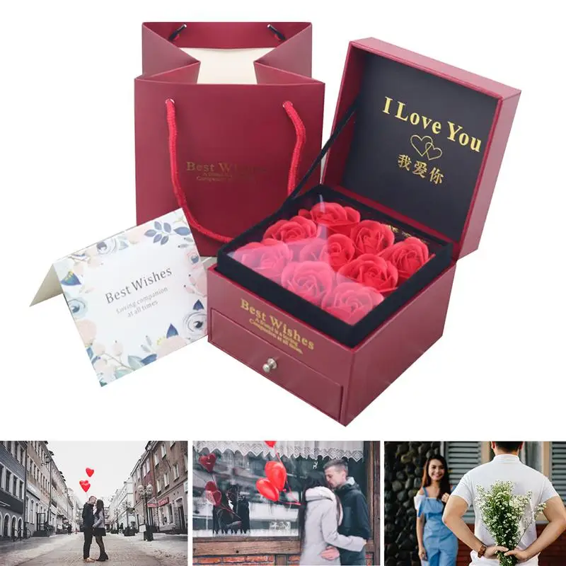 

Eternal Flower Rose Storage Box Women Jewelry Necklace Gifts Box with Storage Bag for Mother's Day, Birthday, Valentine's Day