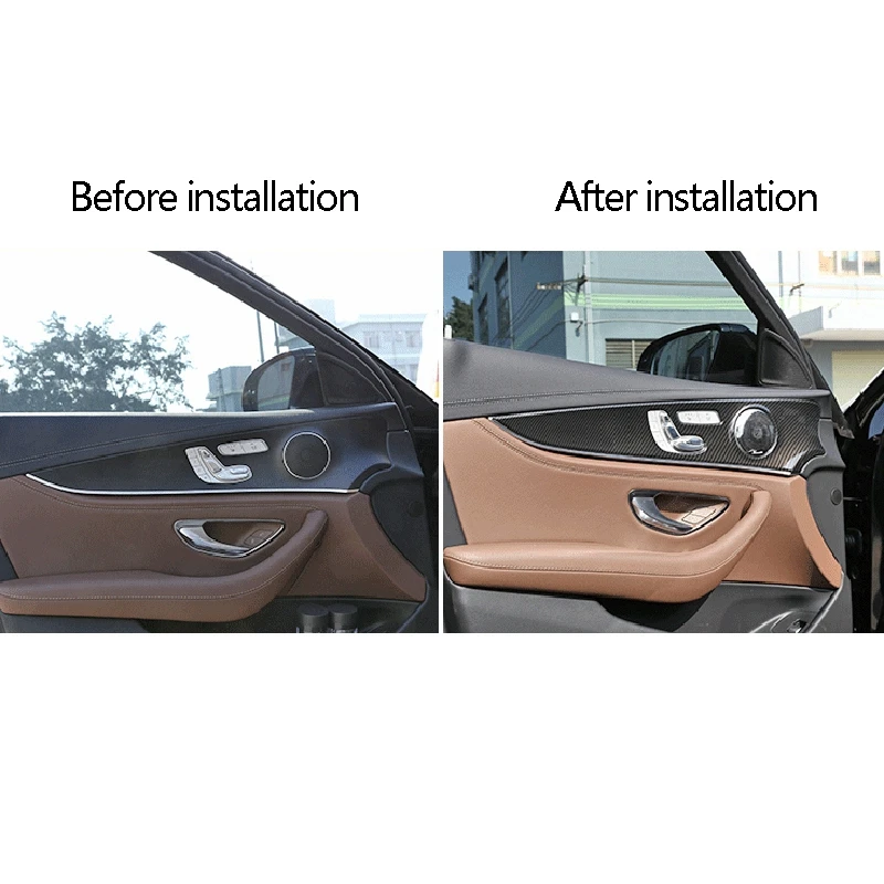 

4Pcs ABS Car Interior Doors Decoration Panel Cover Trim for Mercedes-Benz E-Class W213 2016-2017
