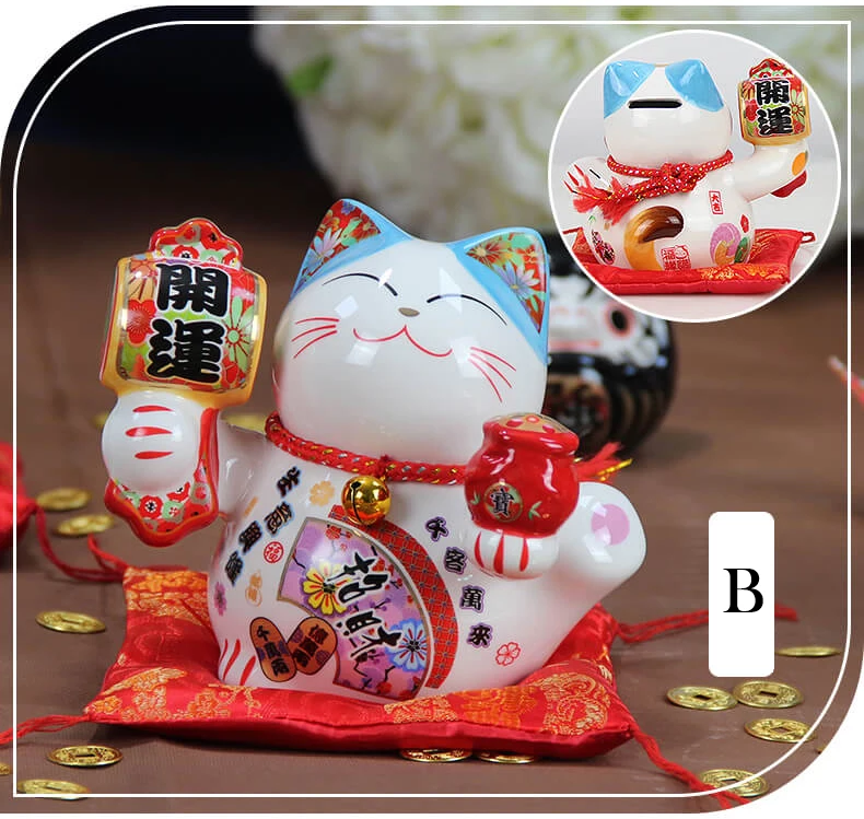 5 дюймов керамика Maneki Neko орнамент Lucky Cat Копилка японская Фортуна кошка фэн шуй статуэтка свадебный подарок