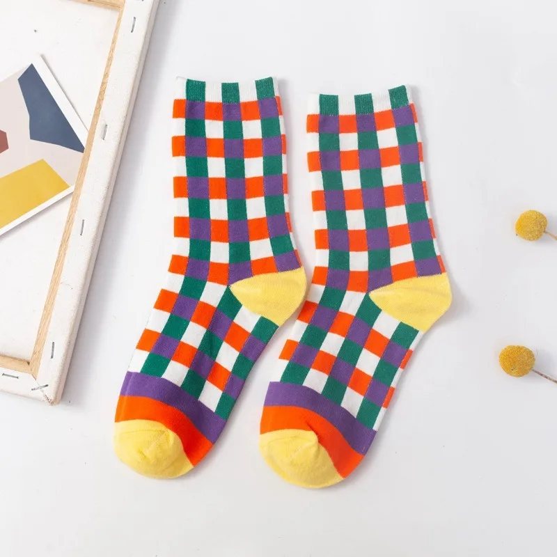

Cartoon Women Socks Rainbow Cotton Sock Lovely Ladies Colorful Unisex High Casual Soft Sox Girls Spring Autumn Trendy Skarpetki