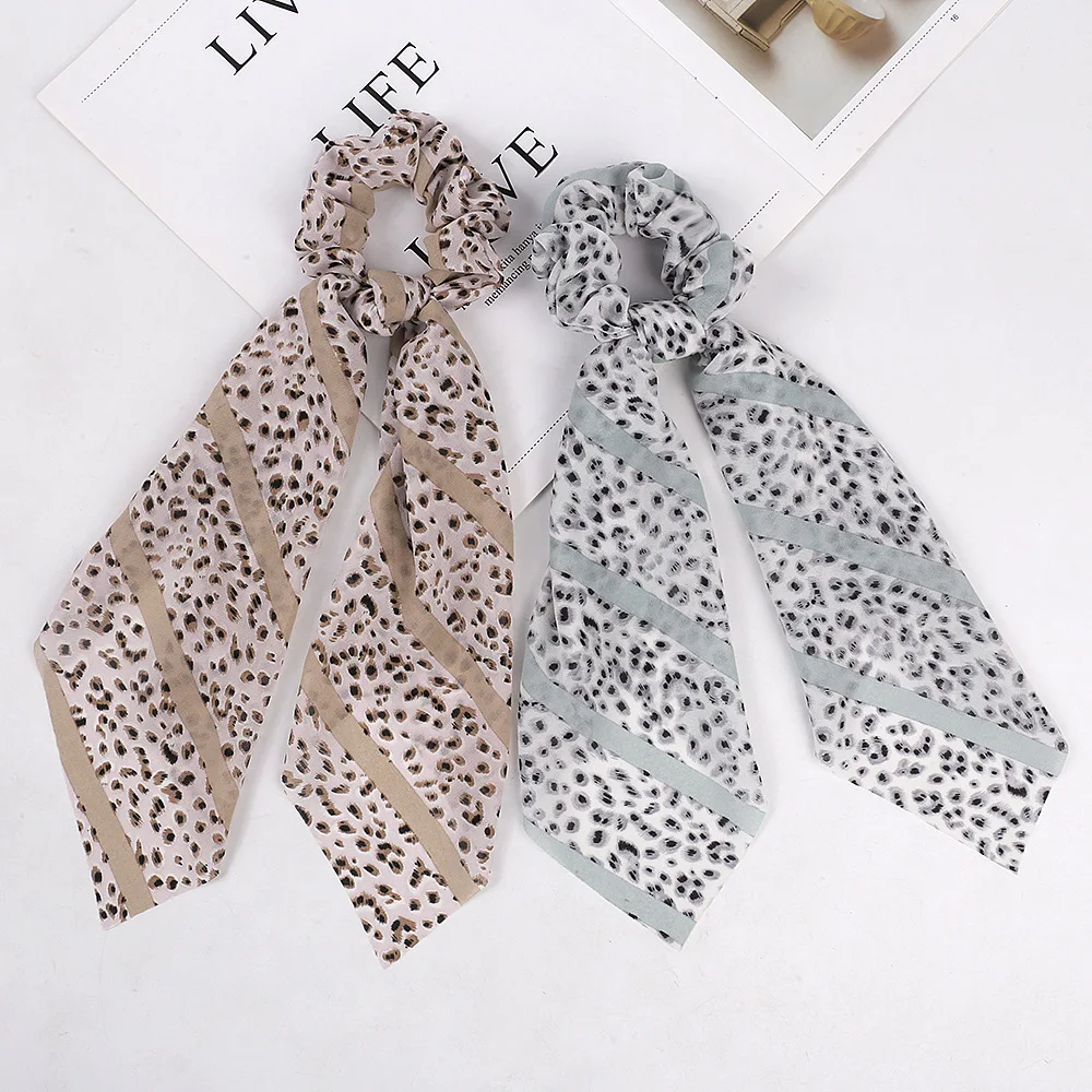 Резинки для волос с цветочным принтом женские эластичные резинки длинным шарфом