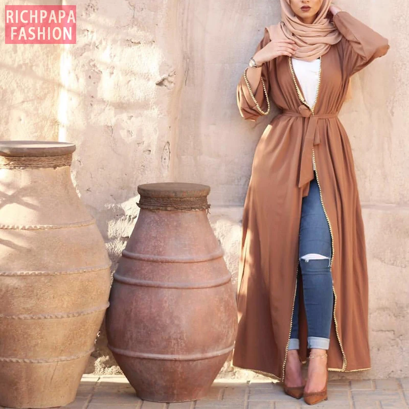 Женское открытое кимоно-абайя мусульманский Дубай 2019 кафтан женский