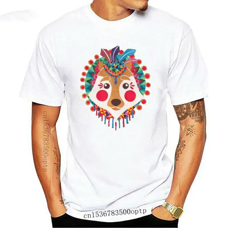 

Design The Ethnic Wolf 100% Cotton Men's Short Sleeve Tees Simple Style Summer T Shirt Funny Tee-Shirts Funny Round Neck