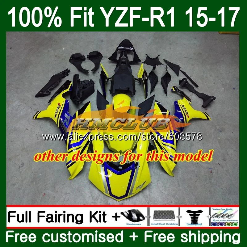 Инъекций для YAMAHA YZF R1 1000 2015 2016 2017 127CL. 9 цвет: черный синий R 1 YZF1000 YZFR1 15 16 17 обтекатель