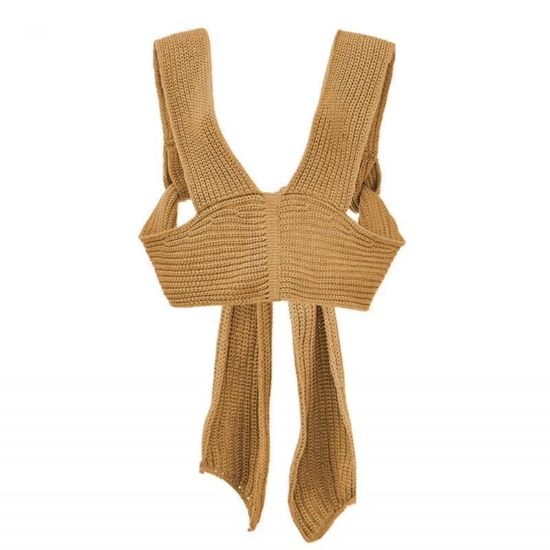 

Zoulv Women Nightclub Dance Changeable Sweater Cotton Fashion Sexy Autumn Winter Wear Inside Outside Diy Bandage Knitting Top