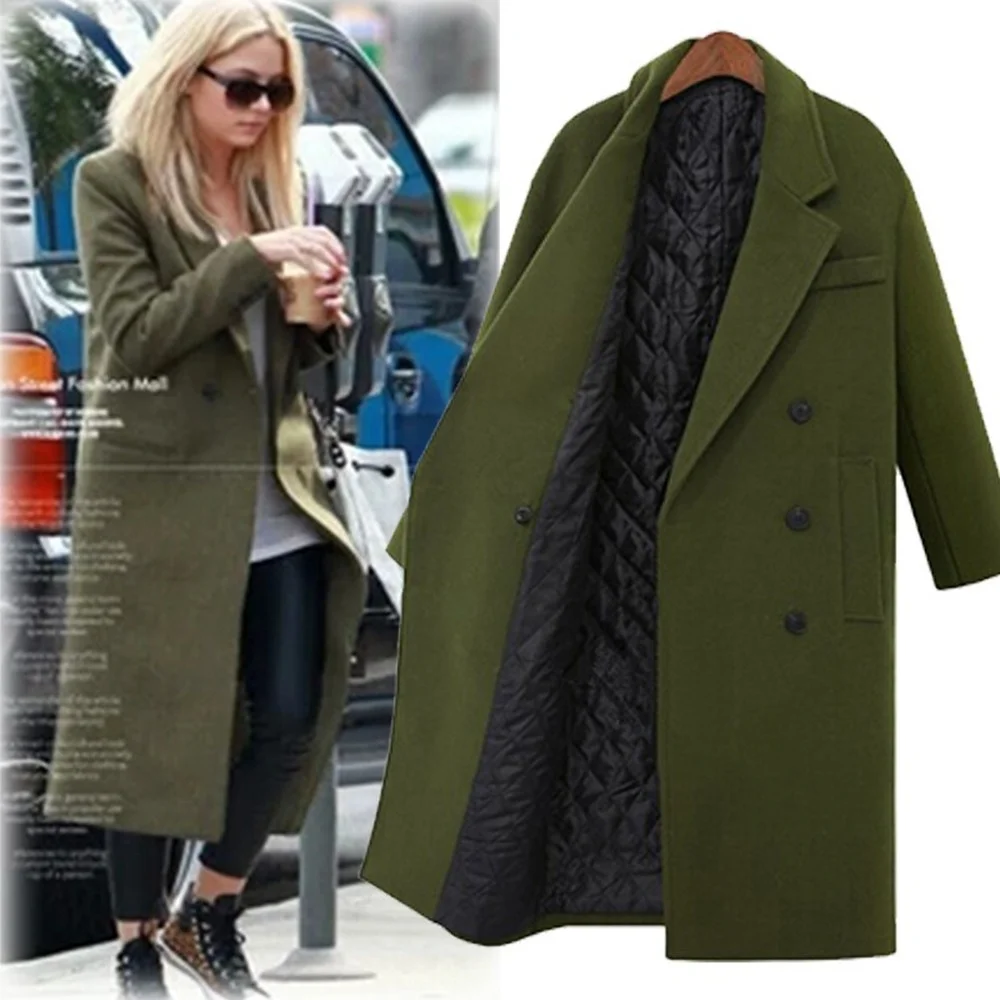 

Двубортное красивое городское пальто с длинными рукавами, длинное пальто с трехмерным отложным воротником, Повседневная хлопковая теплая зимняя женская одежда