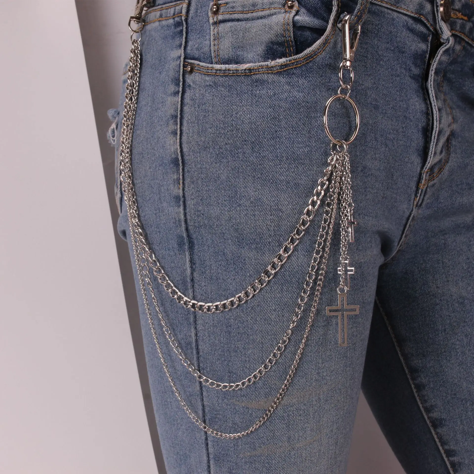 Punk Keys Chain for pants women men Cross keychain clip on chains belts punk jeans Rock Hip Hop jewelry | Украшения и аксессуары
