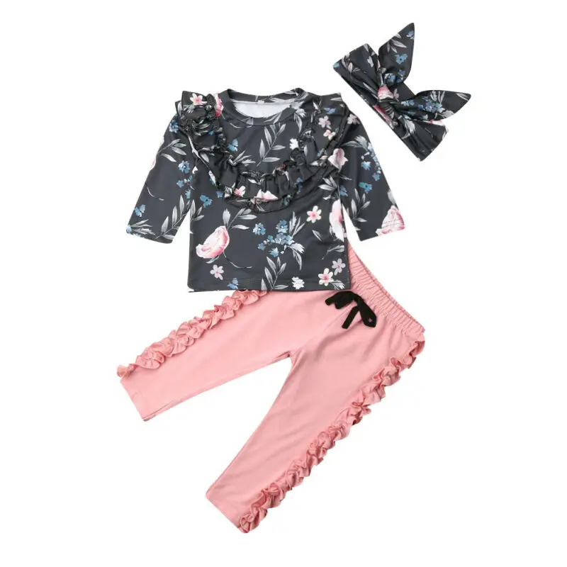 Осенний комплект из 3 предметов для новорожденных девочек детские топы с