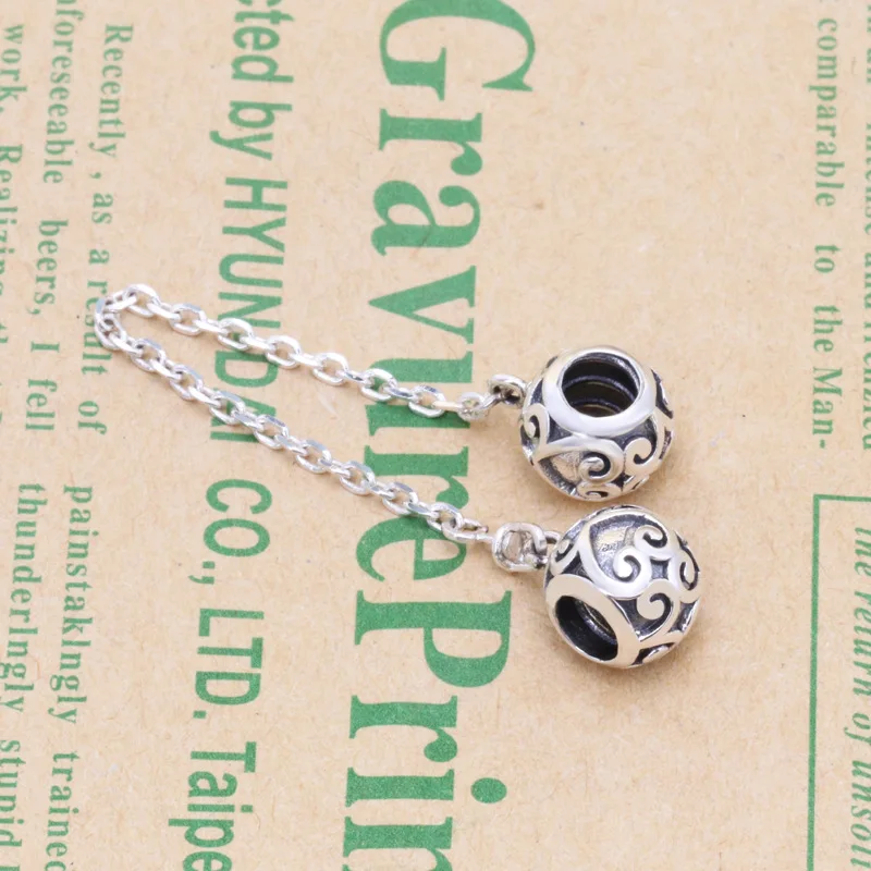 

Lorena Hot Sale S925 Sterling Silver Vintage Magic Love Gorgeous Heart Safety Chain Charms Fit Bracelet DIY Bead Jewelry Making