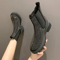 chelsea boots for women autumn winter warm shoes 2021 blingbling female thick platform ankle booties sexy womans short booties