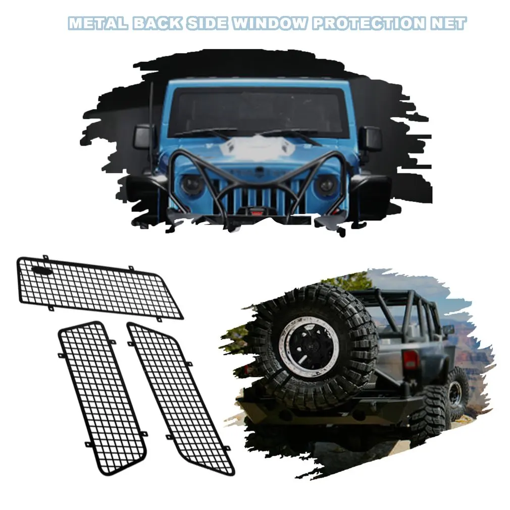 

3PCS Metal Window Mesh Protective Net Net Guard With Logo For 1/10 RC Rock Car Traxxas TRX4 RC Decoration
