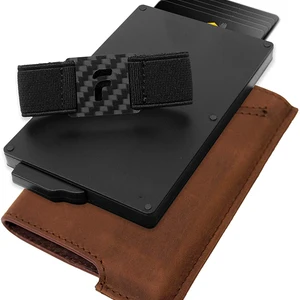 crazy horse leather minimalist wallets card wallet man fashion gift business credit card holder case rfid blocking housekeeper free global shipping