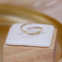 14k real gold micro inlaid cz geometric open ring for women charm zirconia adjustable women bague wedding jewelry pendant