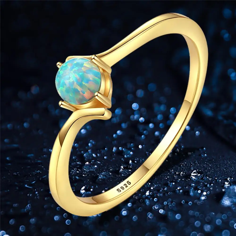 Зеленый синий опал кольца из серебра 925 пробы ювелирные изделия обручальные