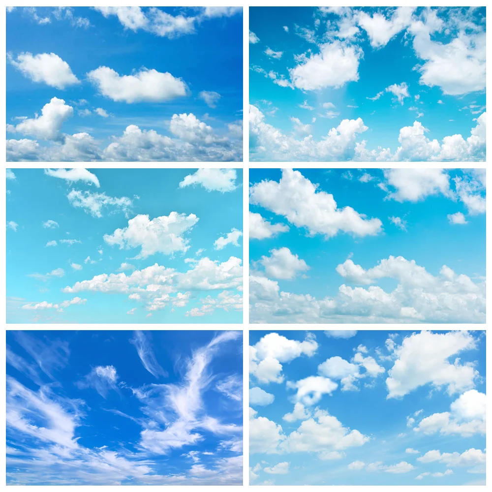 

Blue Sky White Clouds Backdrop for Photography Adult Kids Portrait Background for Photo Studio Baby Shower Photo Background