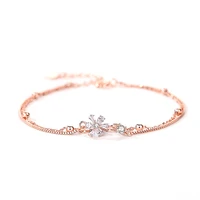 2021 trend charm cherry blossom double bracelet female s925 sterling silver jewelry girlfriends hand ornaments flower jewelry