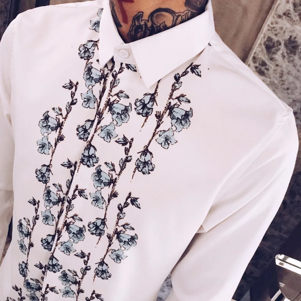 

High Streetwear Quality Digital Print Slim Fit Casual Shirts Party Dress Men Shirt New 2020 Long Sleeve Black Shirt Men