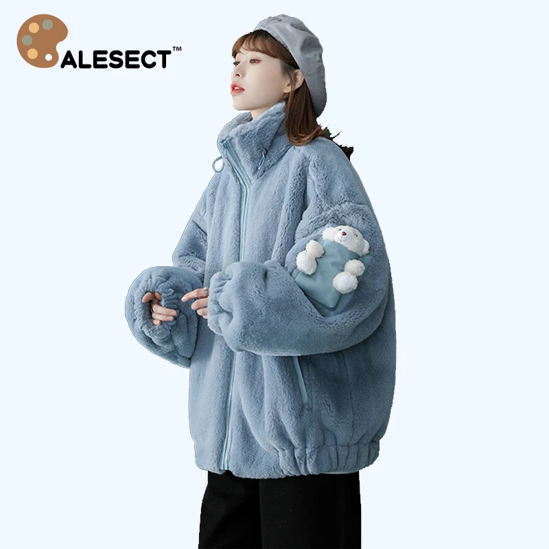 CALESECT 2022 Женское зимнее пальто на молнии пуховик овечья шерсть - Цена: 52.55