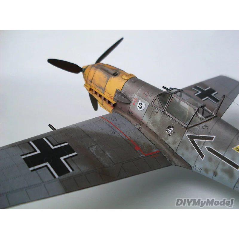 DIYMyModeI-avi&oacute;n de combate alem&aacute;n a escala 1:33, Messerschmitt BF-109E-4/N, Kit de modelos de papel, rompecabezas, hecho a mano juguete, bricolaje-2