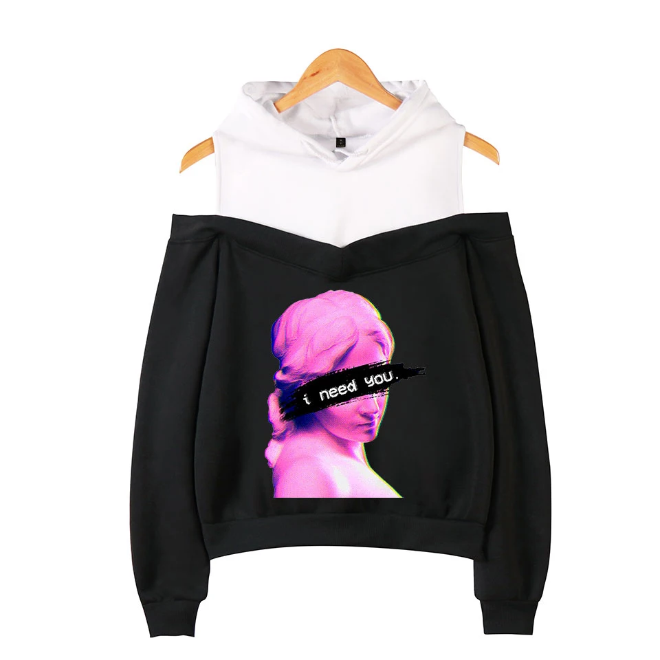 

Vaporwave Good Quality Fashion Off Shoulder Hoodies Women Long Sleeve Hooded Sweatshirt 2020 New Arrival Streetwear Clothes