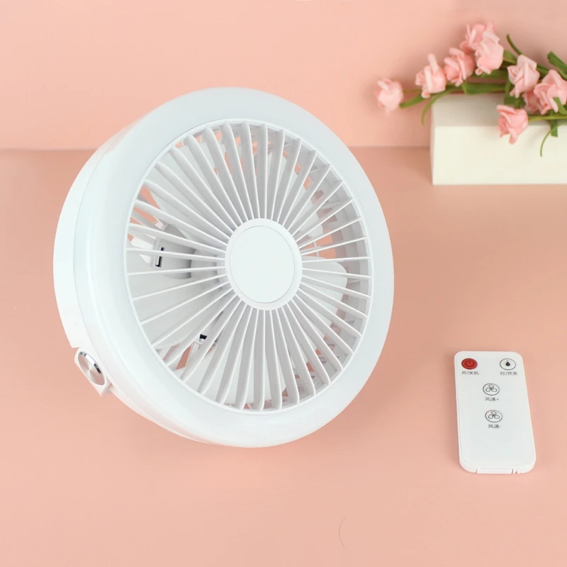 

4000mAh USB Rechargeable Remote Control 3 Gears Hanging Ceiling Fan with LED Light Lamp for Camping Outdoor Tent Bed