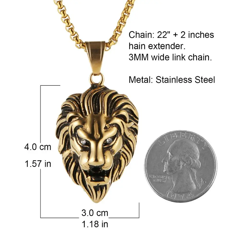 Цепочка HZMAN мужская с подвеской в виде короля льва ожерелье из нержавеющей стали