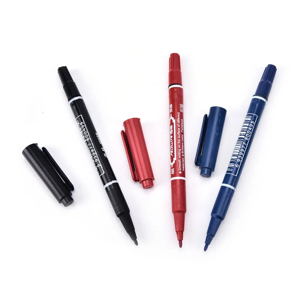 3 Colors Practical Marker Pen Double Hand Pens Waterproof Ink Portable Fine Colour | Канцтовары для офиса и дома