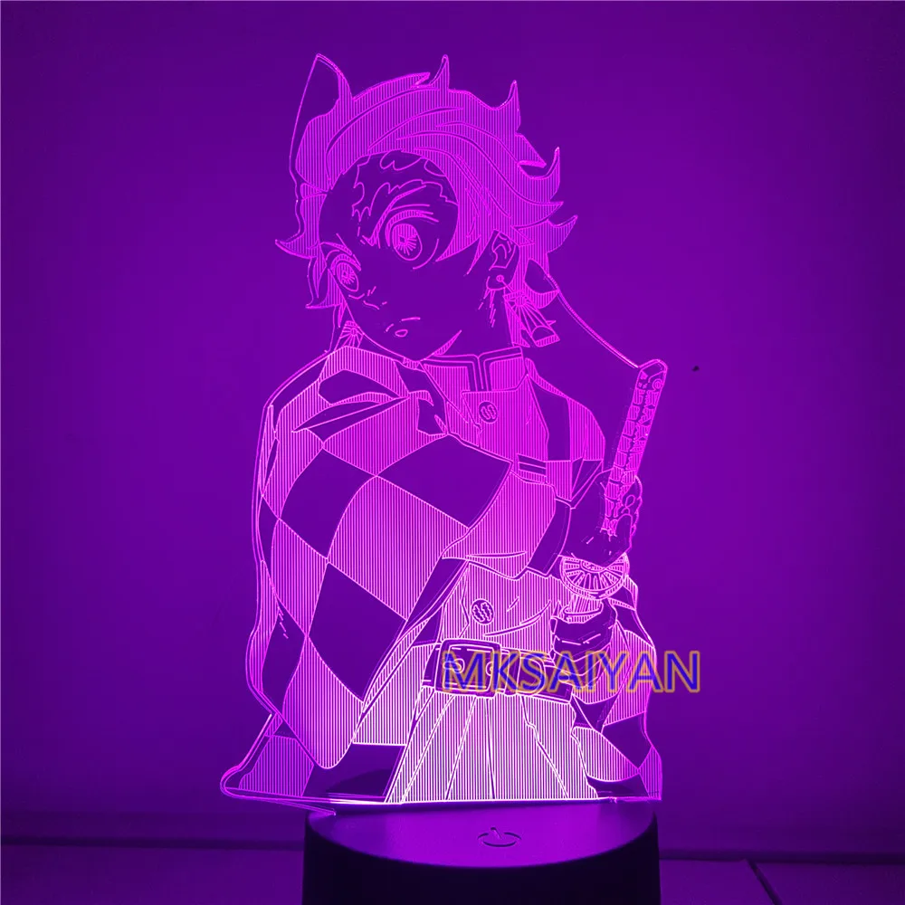 Demon Slayer экшн аниме 3D изменение цвета Светодиодная фигурка Kimetsu no Yaiba Kamado Nezuko Kamado Tanjirou настольная визуальная модель подарок игрушка