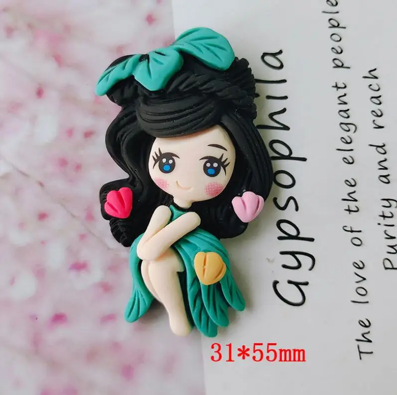 2 шт./лот Кабошон из смолы кавайная принцесса с плоским основанием для