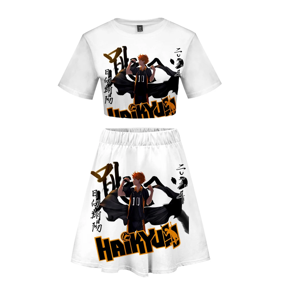 

2piece set Haikyu Women Sets cool casual Comfortable Summer Outfits for Women short sleeve skirt set