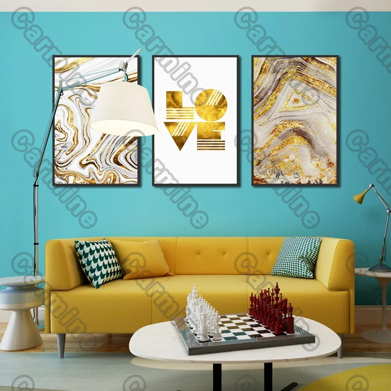 

Poster Love Golden Pattern Abstract Canvas Painting and Prints Wall Art Pictures Decoration for Living Room 3Pcs Frameless