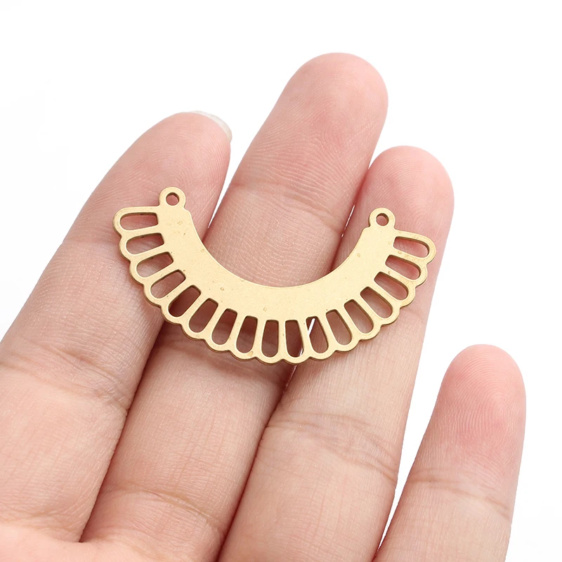 

10pcs Raw Brass Charms Moon Sector Open Connector Pendant Diy Earring Bracelet Necklace Jewelry Making Findings Accessories