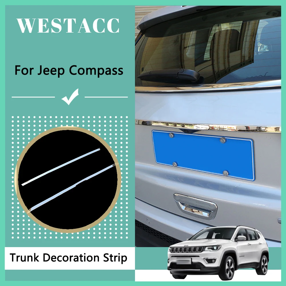 

Stainless Steel Car Rear Tail Trunk Door Decoration Strip Sticker Trim for Jeep Compass 2017 - 2020 Accessories