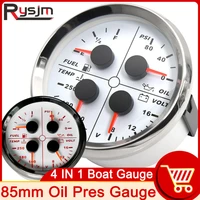 85mm oil pressure gauge 4 in 1 multi function gauge 0 80 psi oil press water temp fuel level 0 190ohm voltmeter red backlight