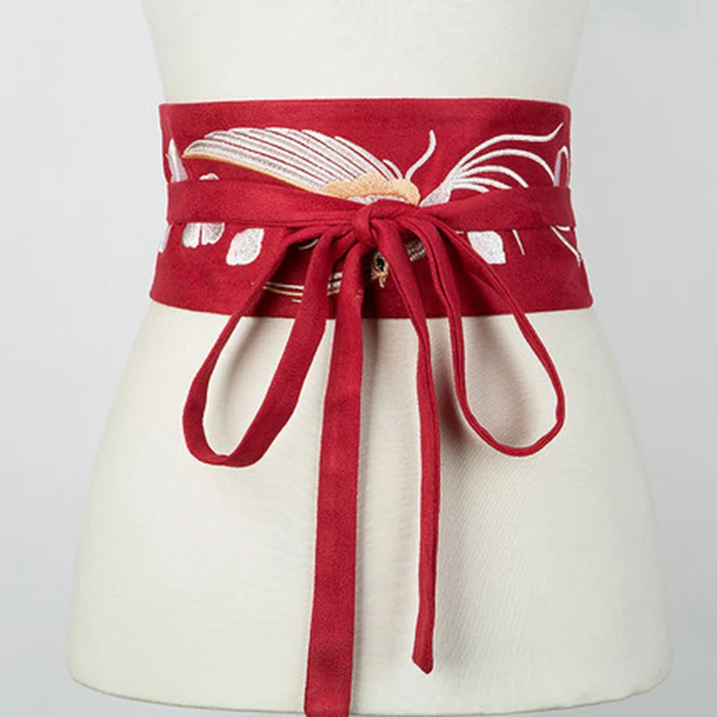 2020 Embroidery Elastic Belt Spring Autumn Elegant Women White/Black Elegant Peplum Belt Wide Bukle Waistband Women Waist Skirt